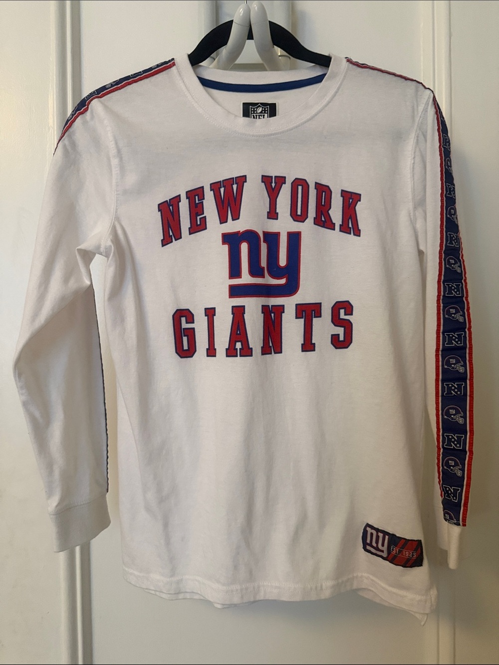 Kids White Long Sleeve Tee NFL NY GIANTS